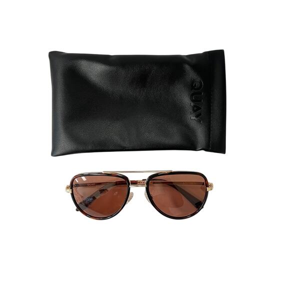 Quay Australia All In Mini Aviator Sunglasses Dark Tortoise Dark Apricot
